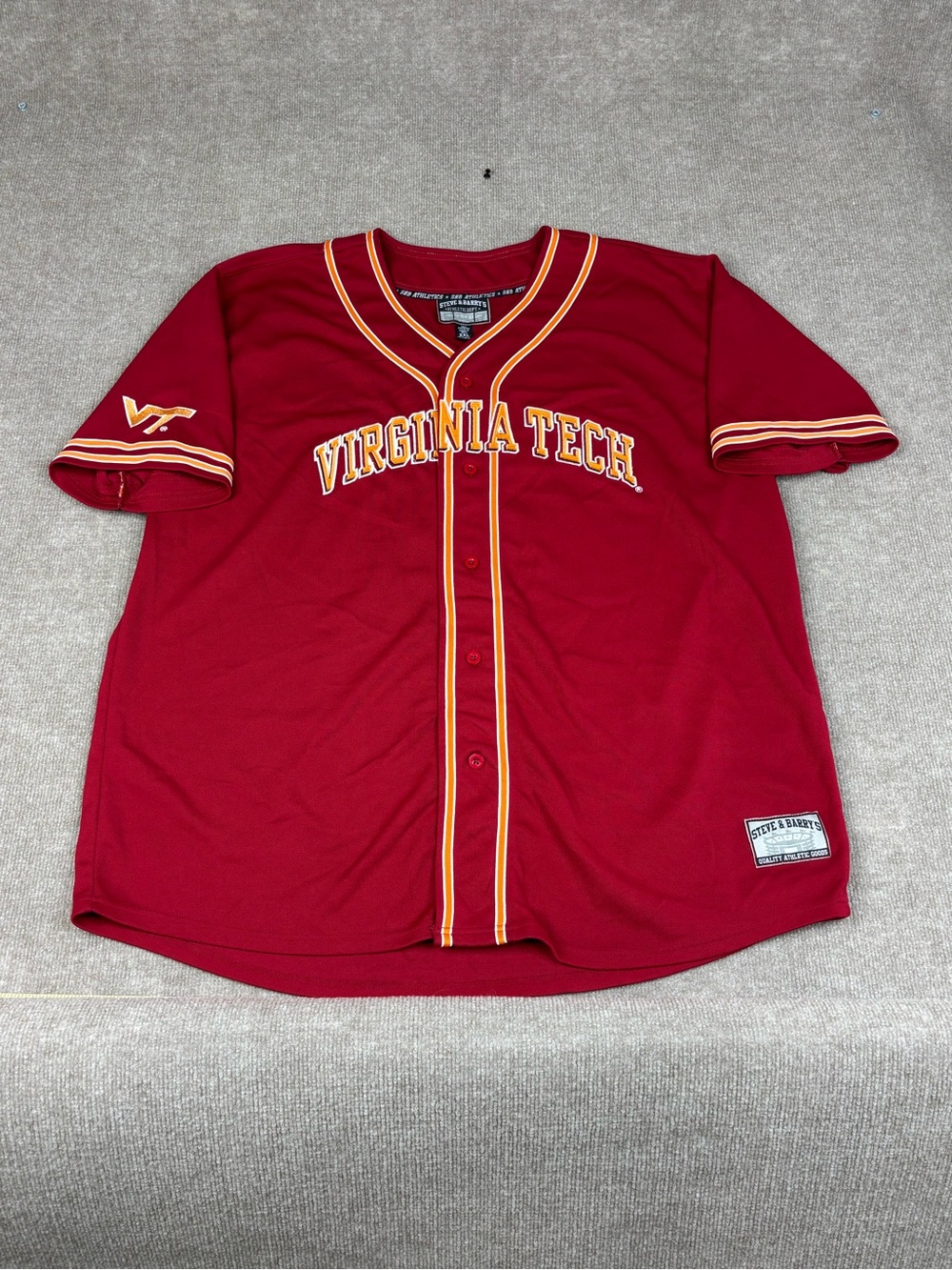 Virginia Tech Hokies Baseball Jersey Mens 2XL Steve And Barry’s Maroon Athletic